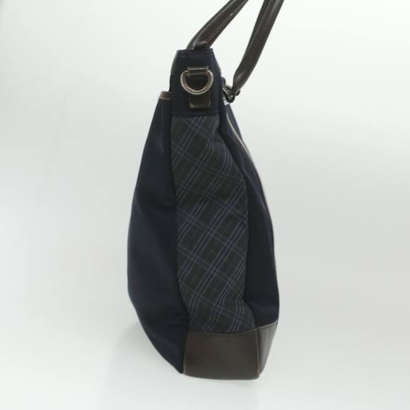 BURBERRY Nova Check Hand Bag Canvas 2way Navy Auth bs3863 - Picture 4 of 16